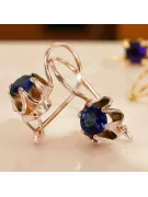 14К рожеве червоне золото 14k 583 Sapphire Сережки vec013 Російський Радянський СРСР Вінтаж прикраси Ар-деко style